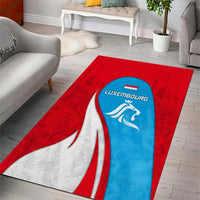 Luxembourg Area Rug with National Flag Colors and White Lion Crest Design