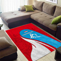 Luxembourg Area Rug with National Flag Colors and White Lion Crest Design