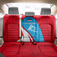 Luxembourg Back Car Seat Cover with National Flag Colors and White Lion Crest Design