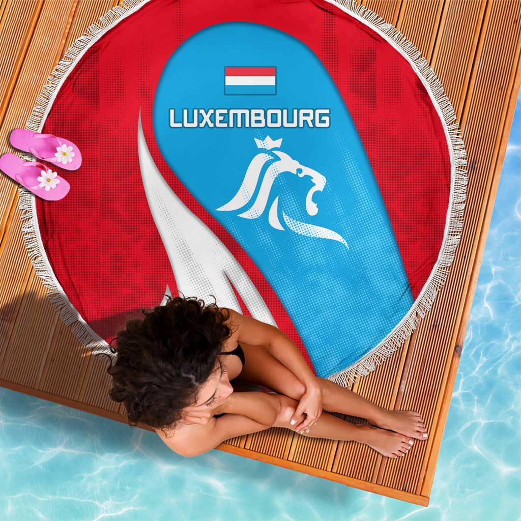 Luxembourg Beach Blanket with National Flag Colors and White Lion Crest Design