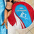 Luxembourg Beach Blanket with National Flag Colors and White Lion Crest Design