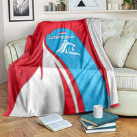 Luxembourg Blanket with National Flag Colors and White Lion Crest Design