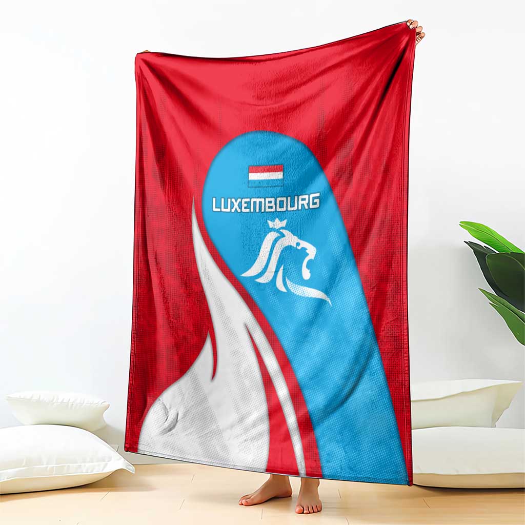 Luxembourg Blanket with National Flag Colors and White Lion Crest Design
