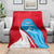 Luxembourg Blanket with National Flag Colors and White Lion Crest Design