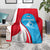Luxembourg Blanket with National Flag Colors and White Lion Crest Design