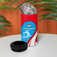 Luxembourg 4 in 1 Can Cooler Tumbler with National Flag Colors and White Lion Crest Design