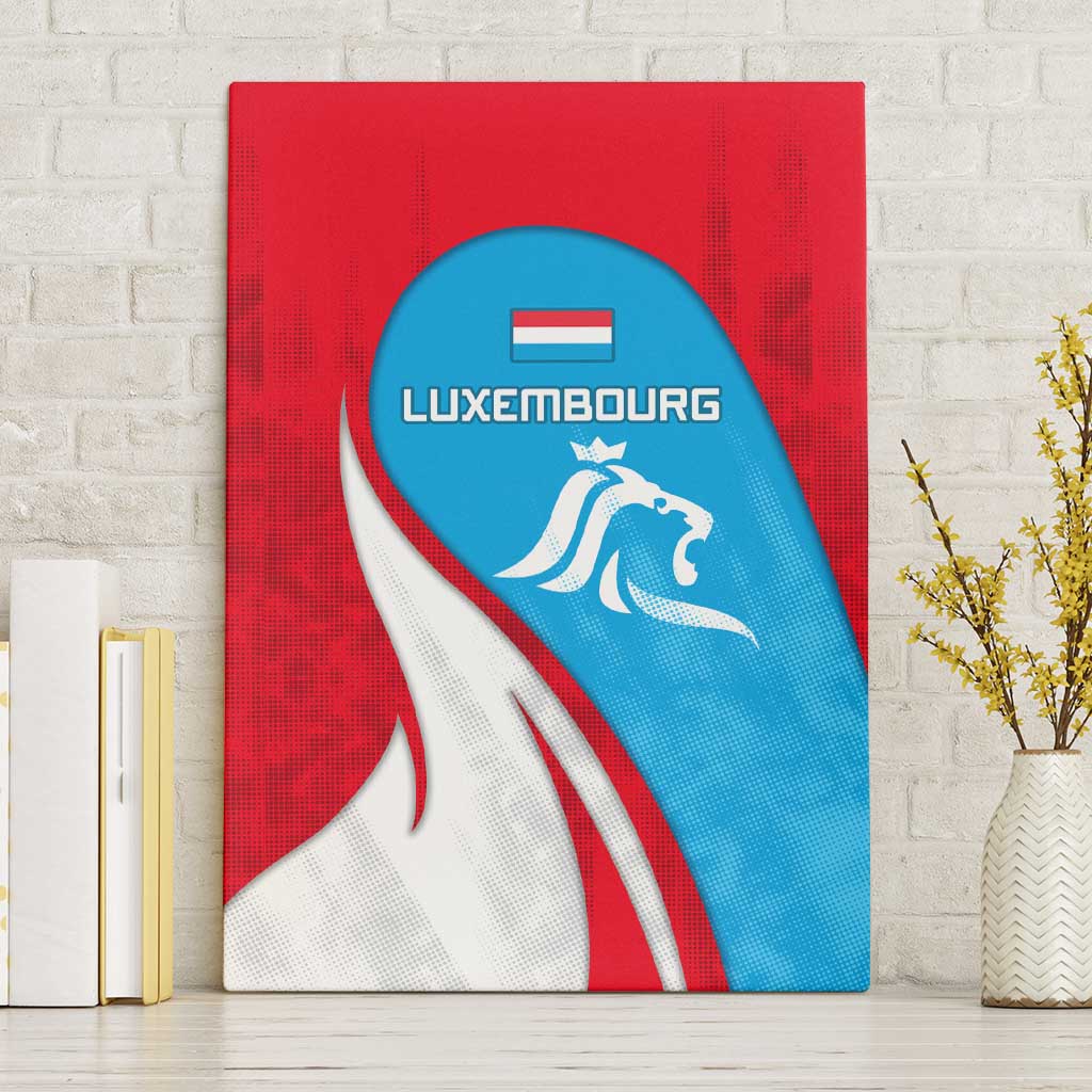 Luxembourg Canvas Wall Art with National Flag Colors and White Lion Crest Design