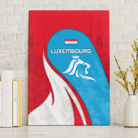 Luxembourg Canvas Wall Art with National Flag Colors and White Lion Crest Design
