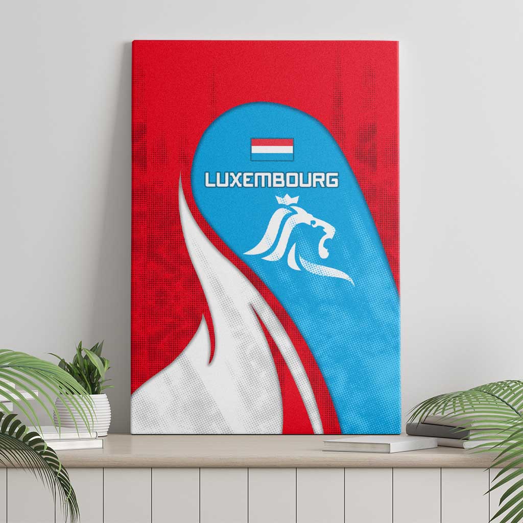 Luxembourg Canvas Wall Art with National Flag Colors and White Lion Crest Design