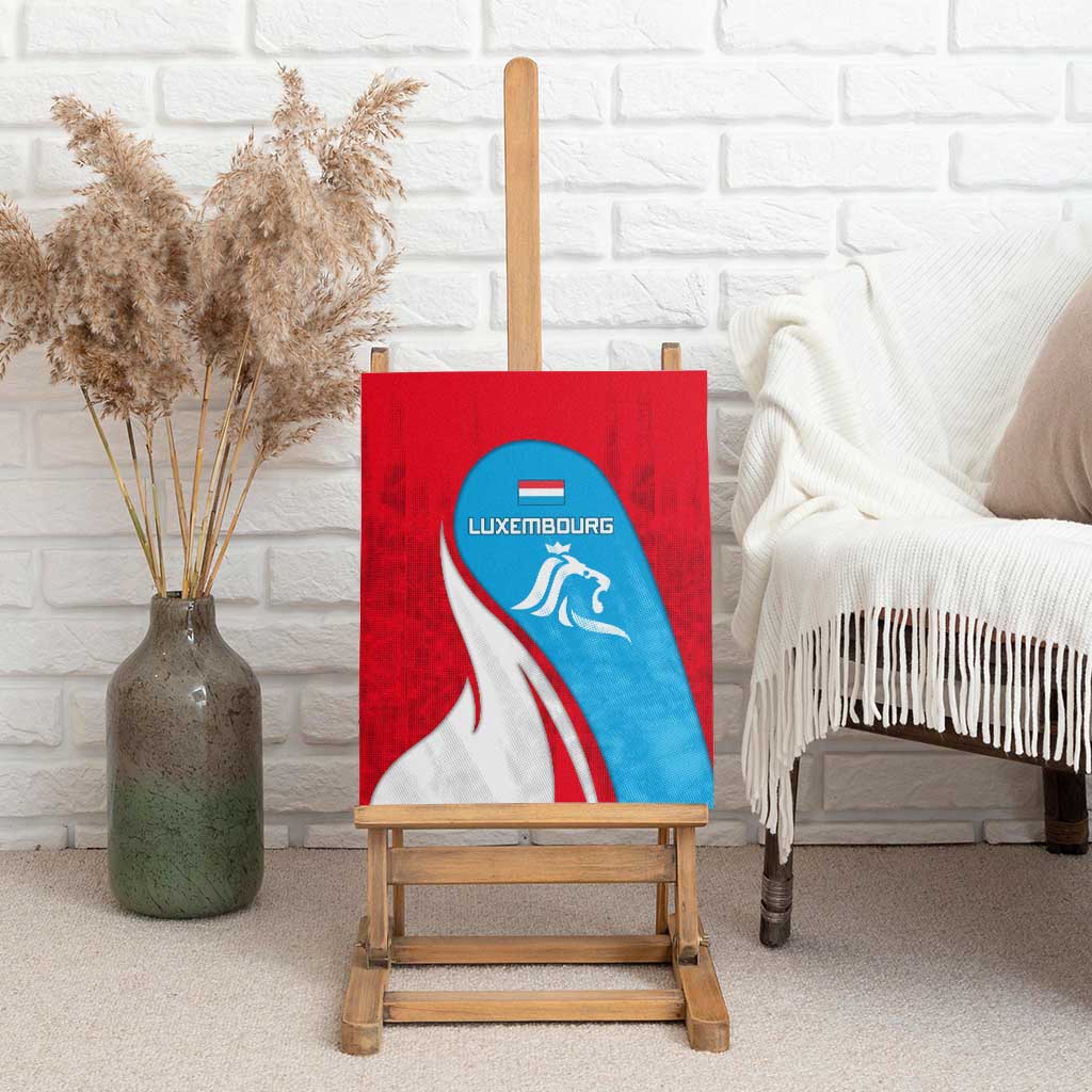 Luxembourg Canvas Wall Art with National Flag Colors and White Lion Crest Design