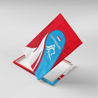 Luxembourg Canvas Wall Art with National Flag Colors and White Lion Crest Design