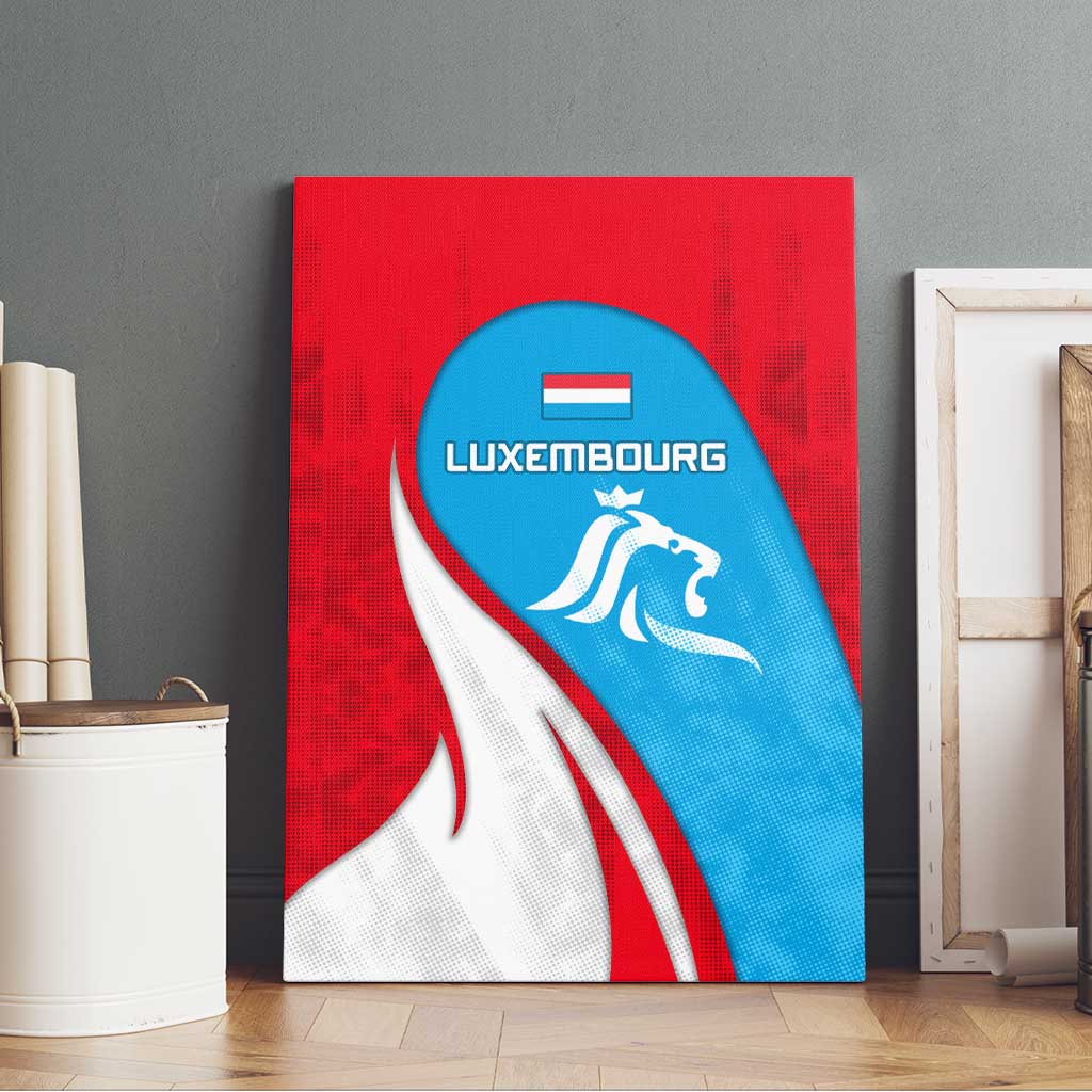 Luxembourg Canvas Wall Art with National Flag Colors and White Lion Crest Design