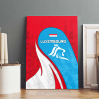 Luxembourg Canvas Wall Art with National Flag Colors and White Lion Crest Design