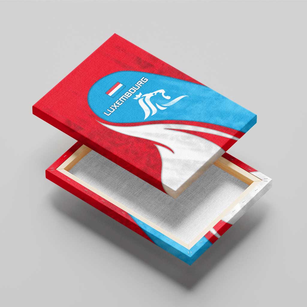 Luxembourg Canvas Wall Art with National Flag Colors and White Lion Crest Design