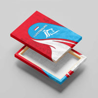 Luxembourg Canvas Wall Art with National Flag Colors and White Lion Crest Design