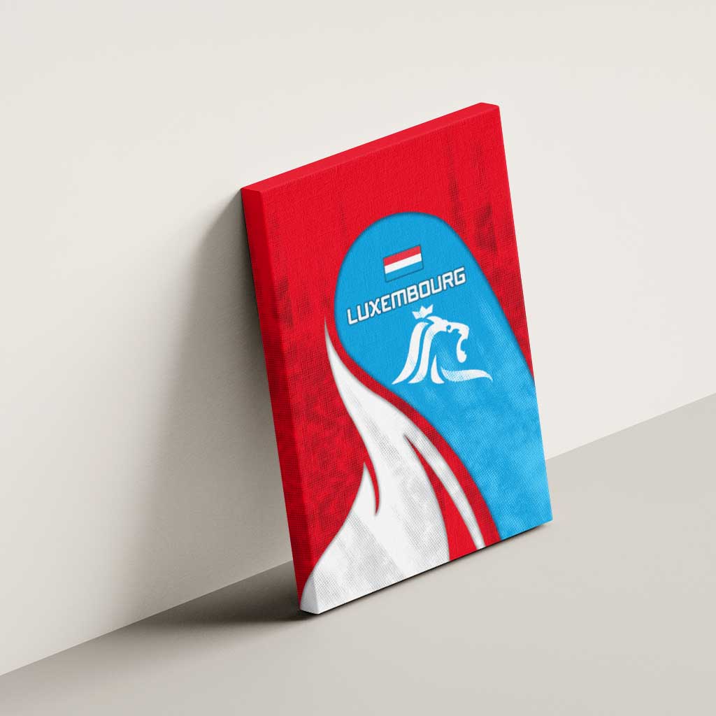 Luxembourg Canvas Wall Art with National Flag Colors and White Lion Crest Design
