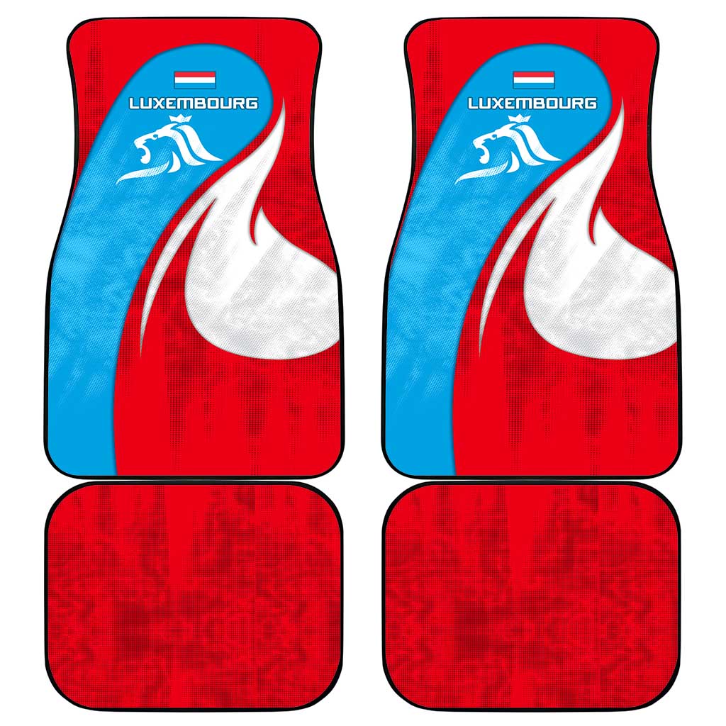 Luxembourg Car Mats with National Flag Colors and White Lion Crest Design