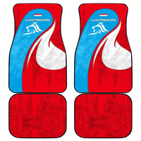 Luxembourg Car Mats with National Flag Colors and White Lion Crest Design