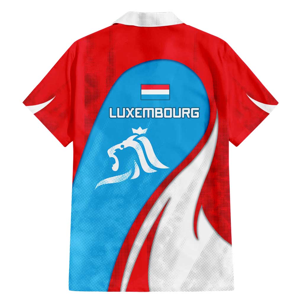 Luxembourg Family Matching Long Sleeve Bodycon Dress and Hawaiian Shirt with National Flag Colors and White Lion Crest Design