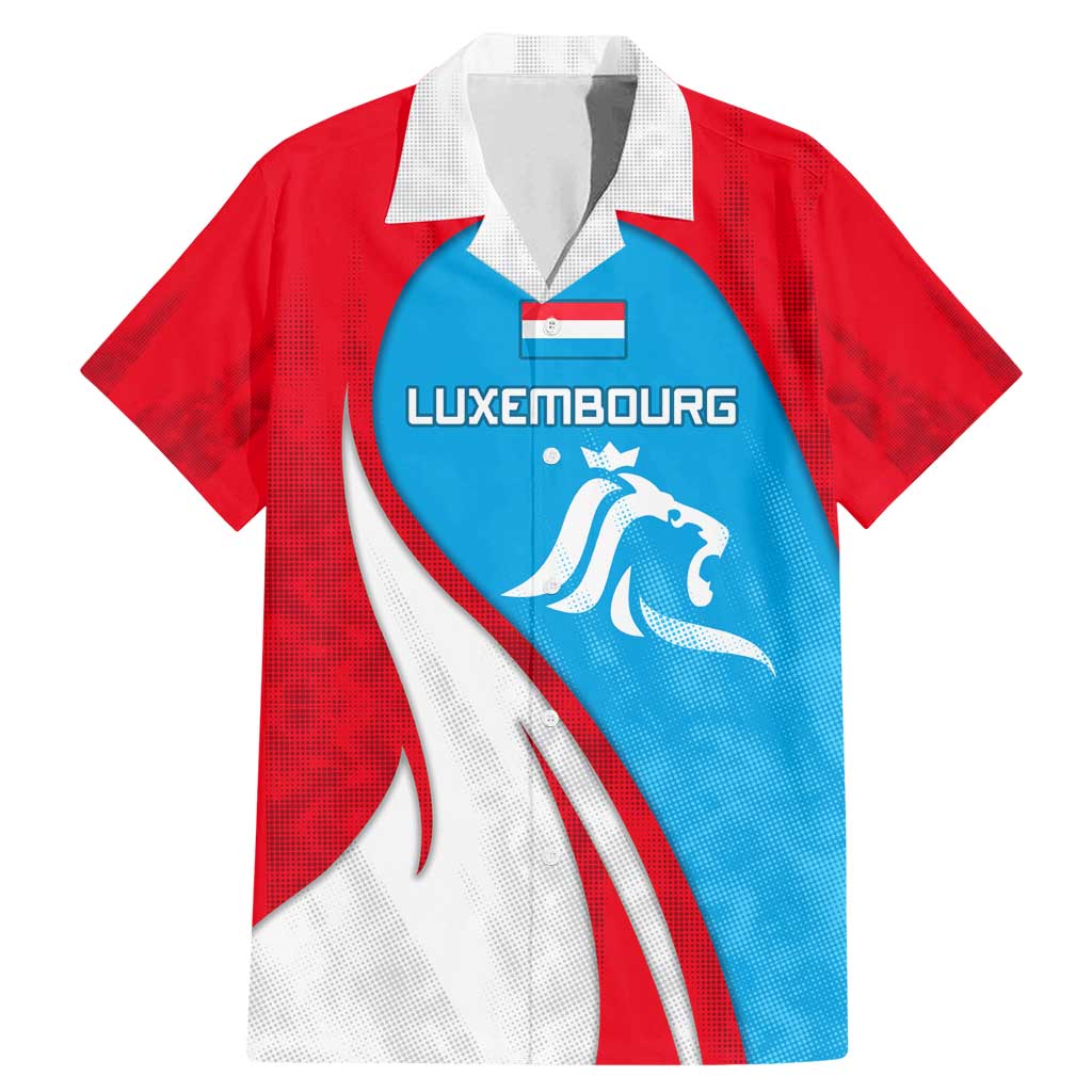 Luxembourg Family Matching Mermaid Dress and Hawaiian Shirt with National Flag Colors and White Lion Crest Design