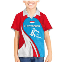 Luxembourg Family Matching Mermaid Dress and Hawaiian Shirt with National Flag Colors and White Lion Crest Design