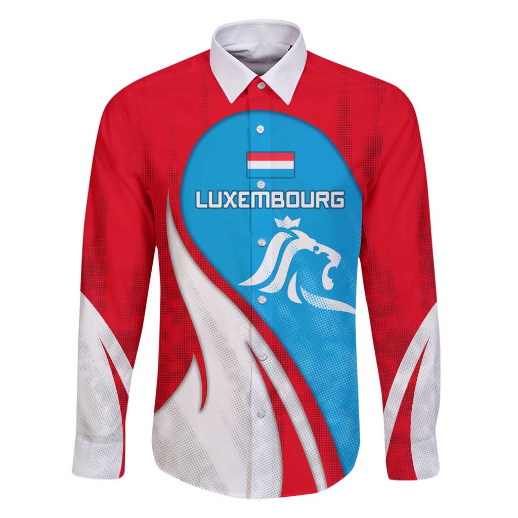 Luxembourg Family Matching Tank Maxi Dress and Hawaiian Shirt with National Flag Colors and White Lion Crest Design