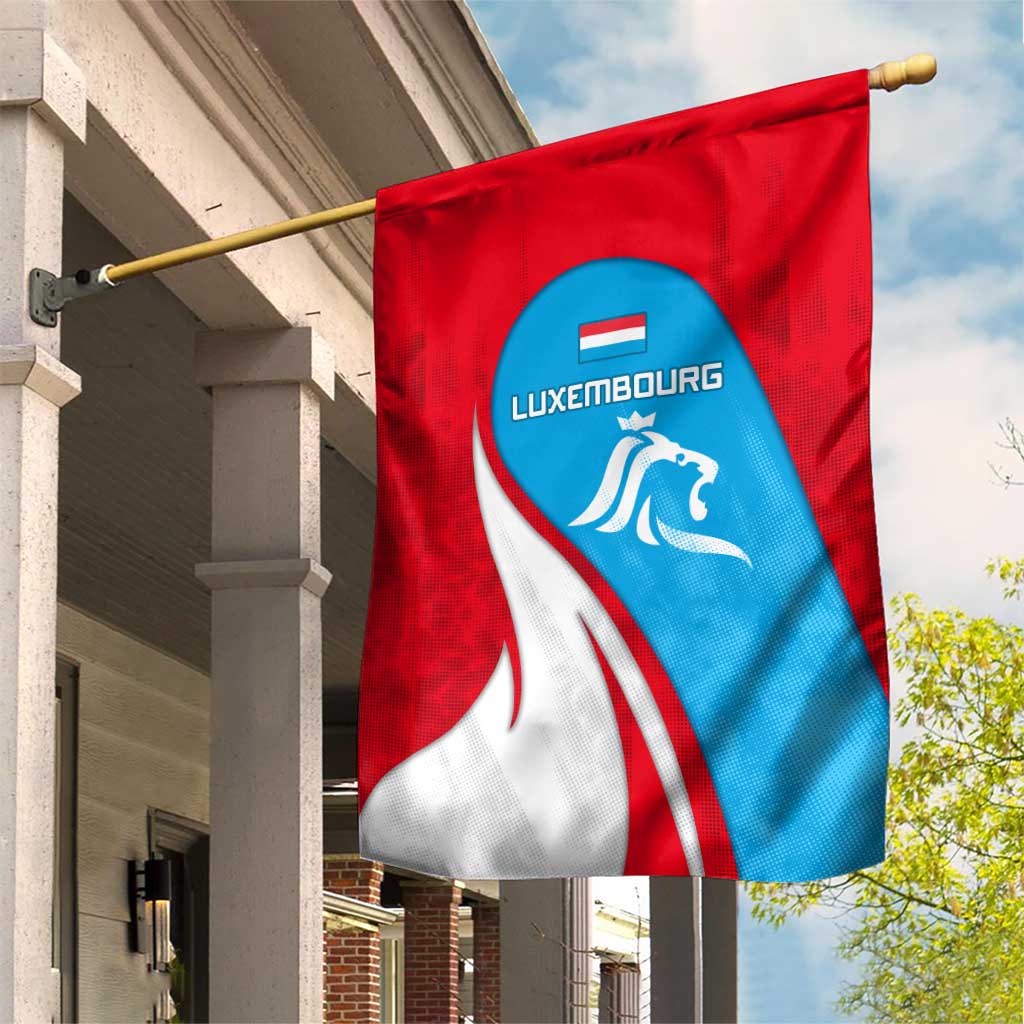 Luxembourg Garden Flag with National Flag Colors and White Lion Crest Design