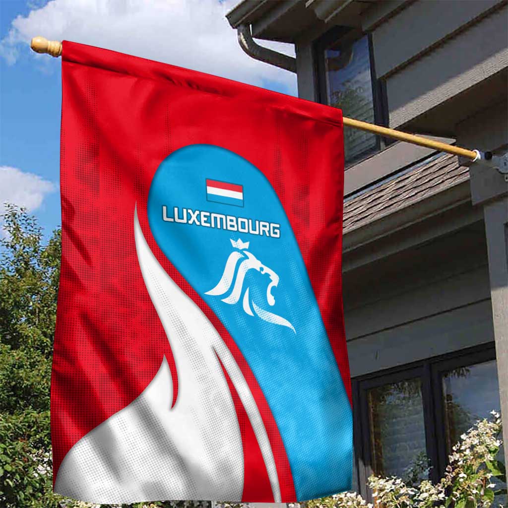 Luxembourg Garden Flag with National Flag Colors and White Lion Crest Design
