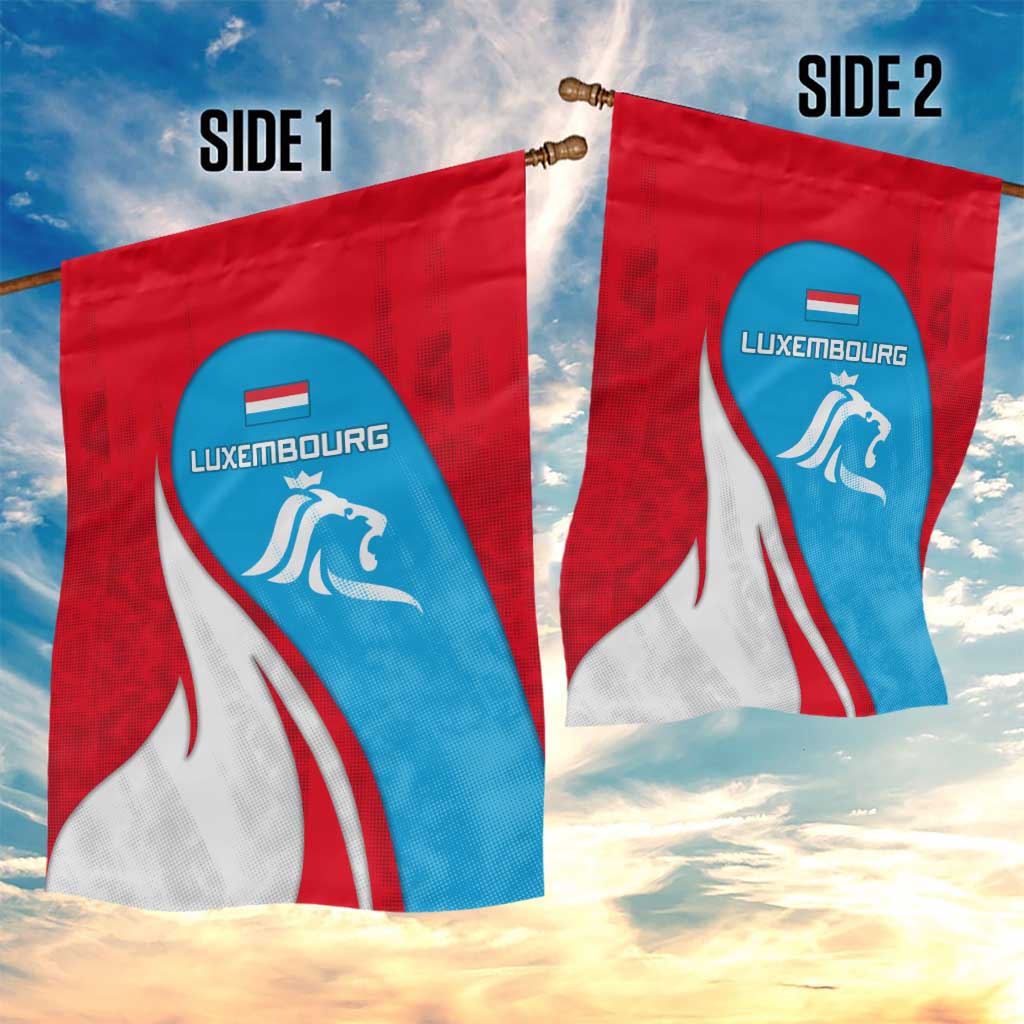 Luxembourg Garden Flag with National Flag Colors and White Lion Crest Design