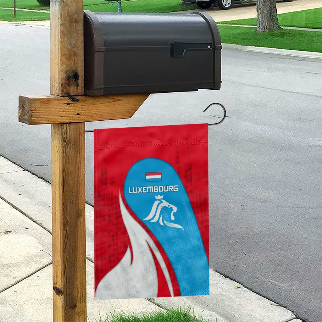 Luxembourg Garden Flag with National Flag Colors and White Lion Crest Design