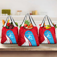 Luxembourg Grocery Bag with National Flag Colors and White Lion Crest Design