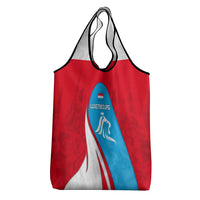 Luxembourg Grocery Bag with National Flag Colors and White Lion Crest Design