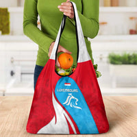 Luxembourg Grocery Bag with National Flag Colors and White Lion Crest Design