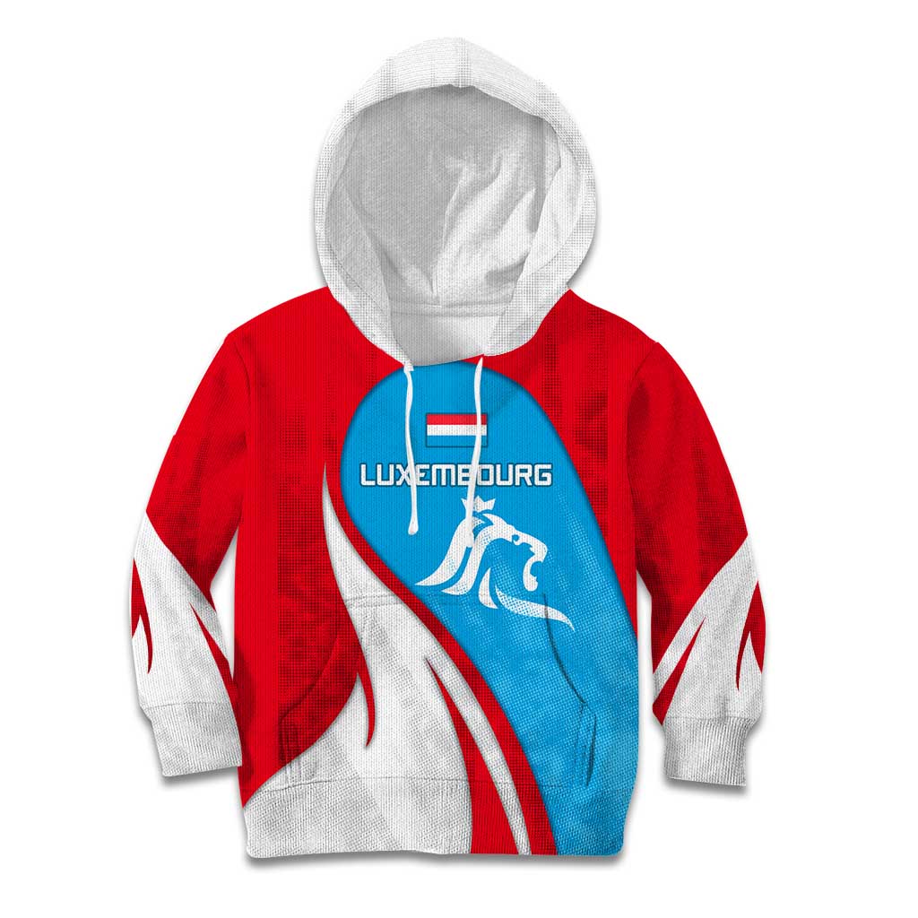 Luxembourg Kid Hoodie with National Flag Colors and White Lion Crest Design
