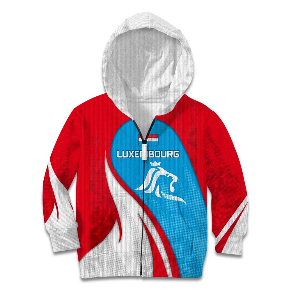 Luxembourg Kid Hoodie with National Flag Colors and White Lion Crest Design