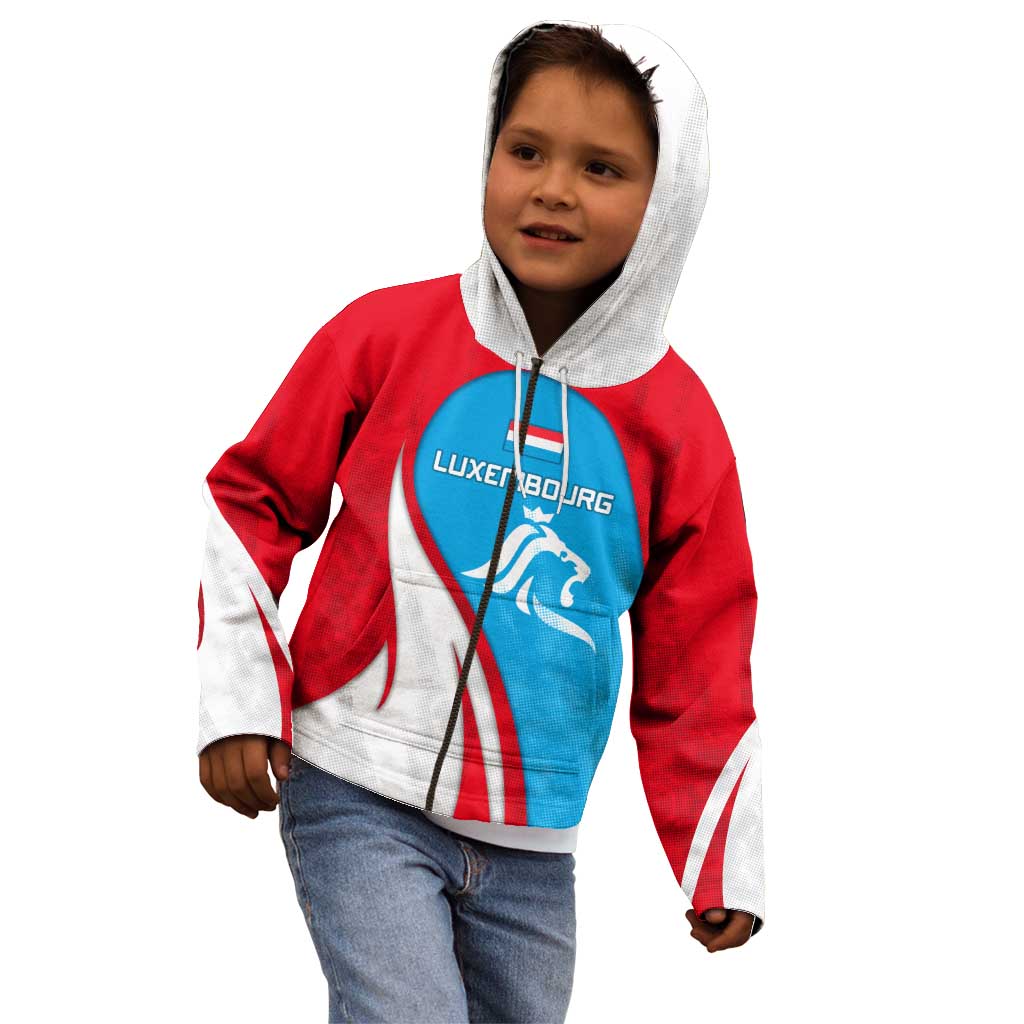 Luxembourg Kid Hoodie with National Flag Colors and White Lion Crest Design