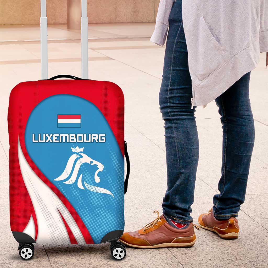 Luxembourg Luggage Cover with National Flag Colors and White Lion Crest Design