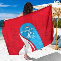 Luxembourg Sarong with National Flag Colors and White Lion Crest Design