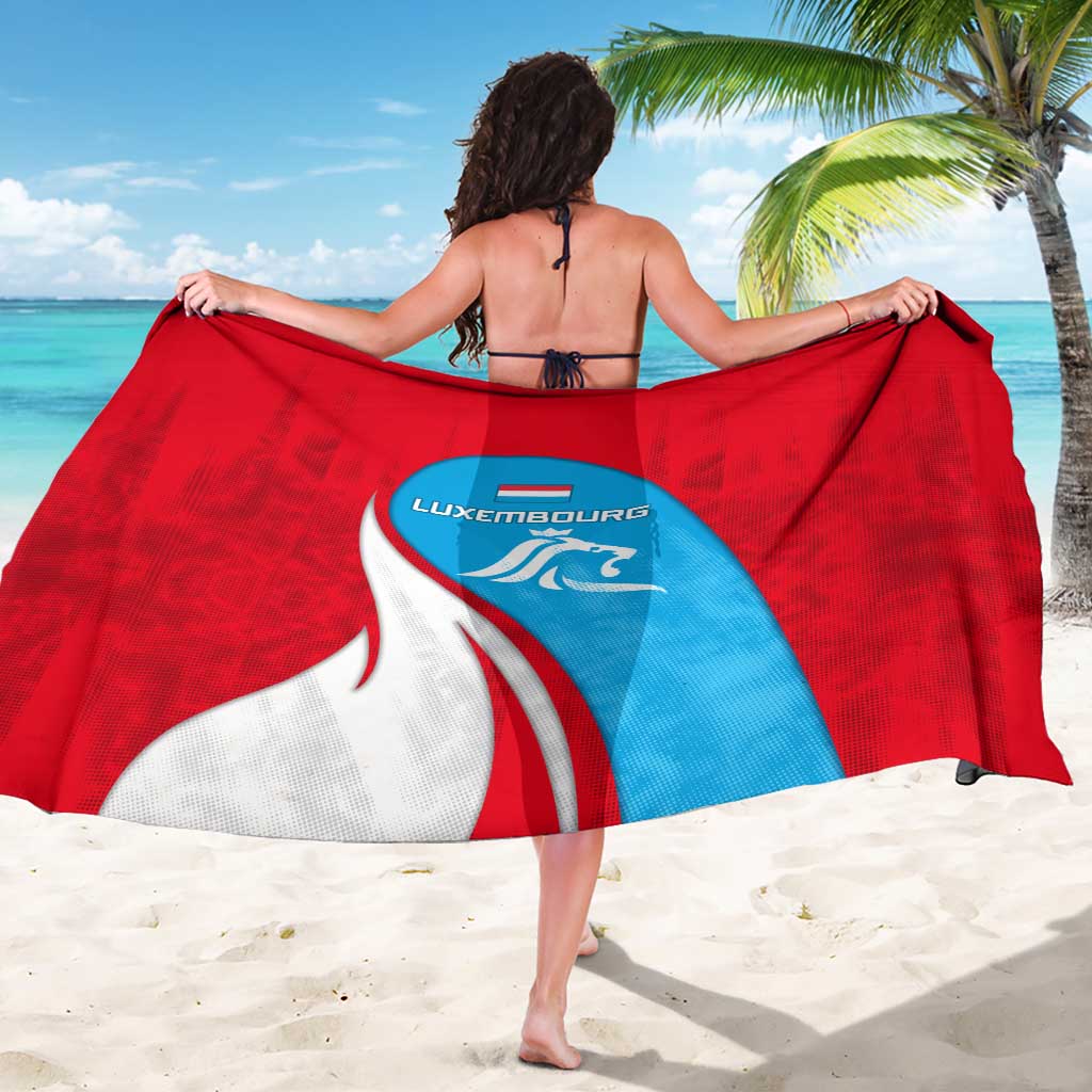 Luxembourg Sarong with National Flag Colors and White Lion Crest Design