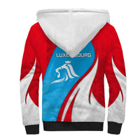 Luxembourg Sherpa Hoodie with National Flag Colors and White Lion Crest Design