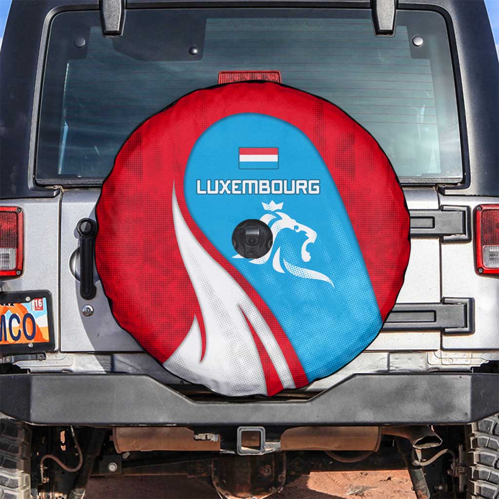 Luxembourg Spare Tire Cover with National Flag Colors and White Lion Crest Design
