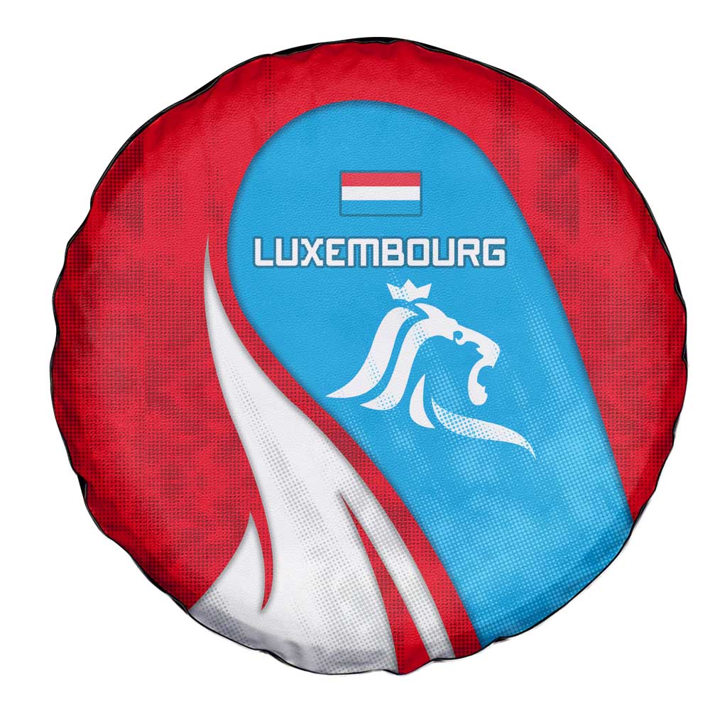 Luxembourg Spare Tire Cover with National Flag Colors and White Lion Crest Design