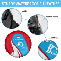 Luxembourg Spare Tire Cover with National Flag Colors and White Lion Crest Design