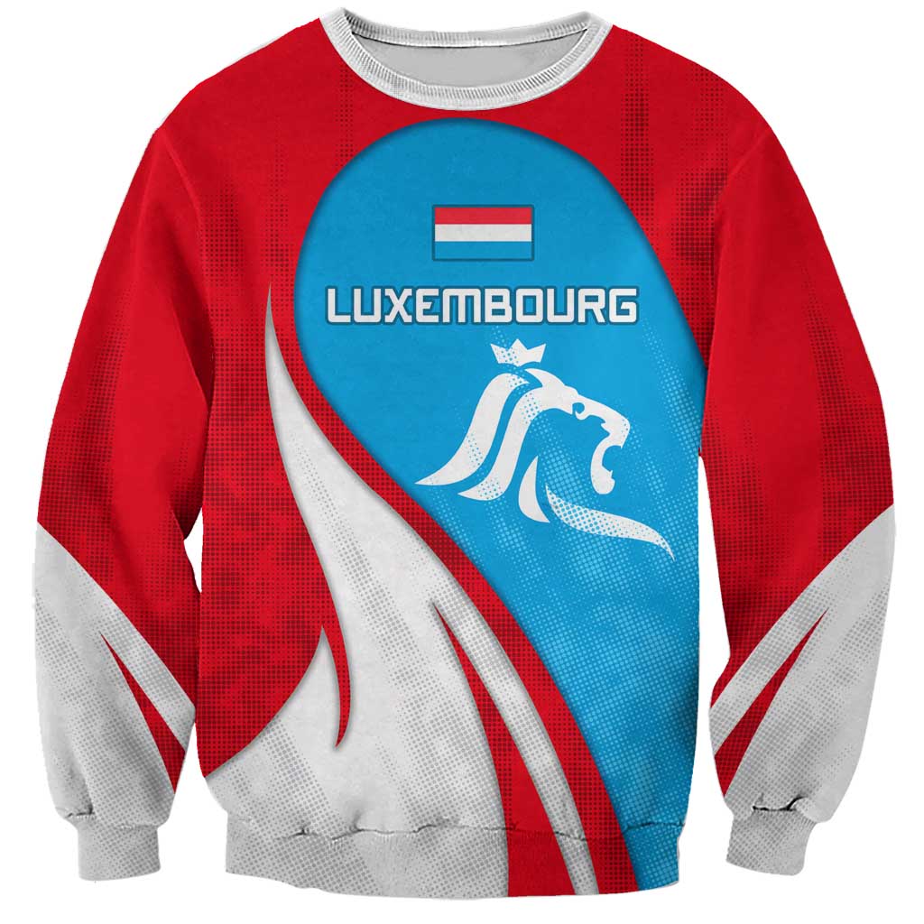 Luxembourg Sweatshirt with National Flag Colors and White Lion Crest Design