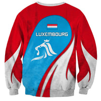 Luxembourg Sweatshirt with National Flag Colors and White Lion Crest Design