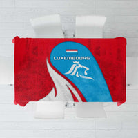 Luxembourg Tablecloth with National Flag Colors and White Lion Crest Design