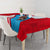 Luxembourg Tablecloth with National Flag Colors and White Lion Crest Design