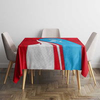 Luxembourg Tablecloth with National Flag Colors and White Lion Crest Design