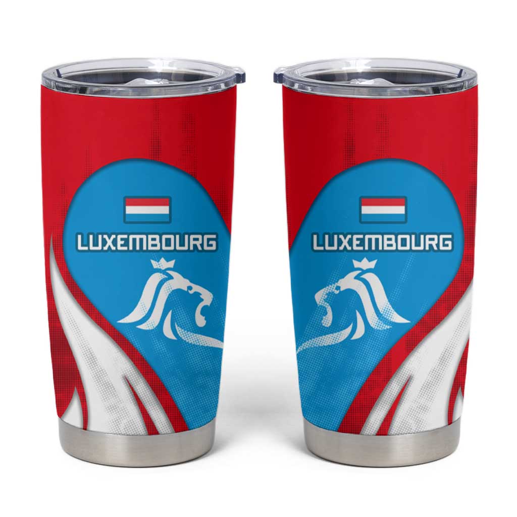 Luxembourg Tumbler Cup with National Flag Colors and White Lion Crest Design