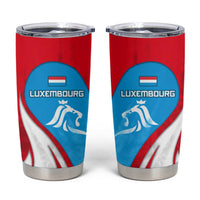 Luxembourg Tumbler Cup with National Flag Colors and White Lion Crest Design